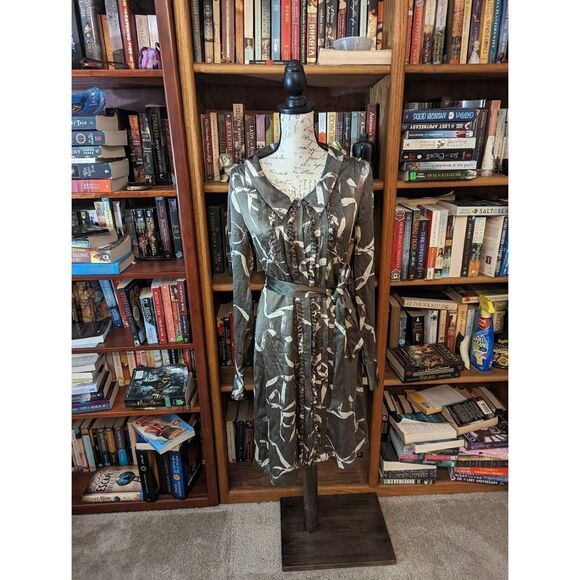 Viktor & Rolf for H&m midi silk ruffled button down shirt dress sz 6 euc - Picture 1 of 5